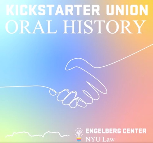 A graphic of a handshake, with the text 'Kickstarter Union Oral History' A graphic of a handshake, with the text 'Kickstarter Union Oral History'
