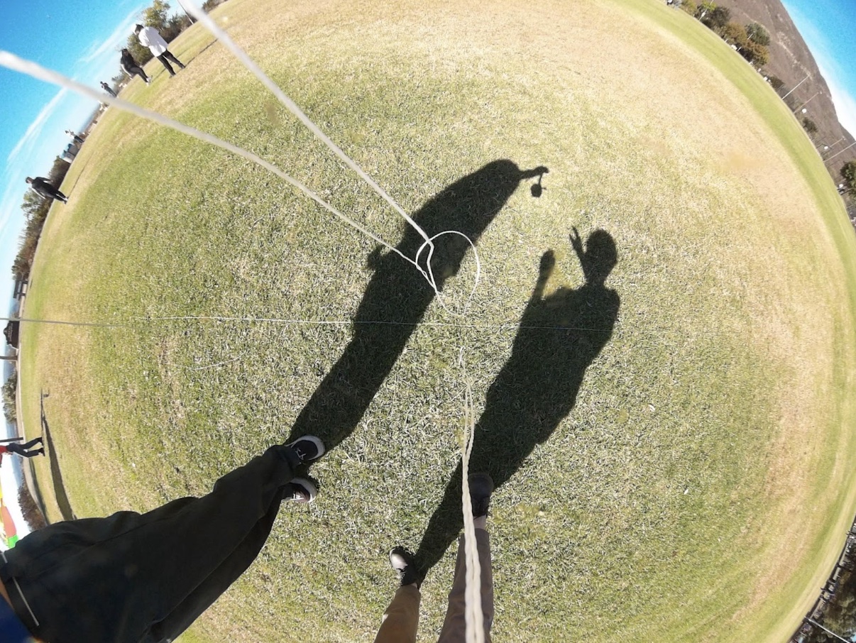A fisheye lense photo showing two people A fisheye lense photo showing two people
